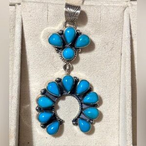 Sterling silver and sleeping beauty, turquoise naja pendant